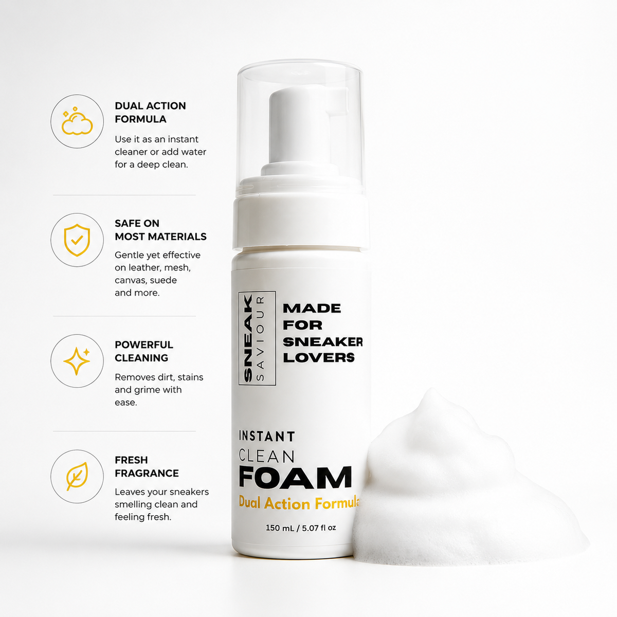 Dual Action Shoe Cleaning Foam 150ML | Sneak Saviour