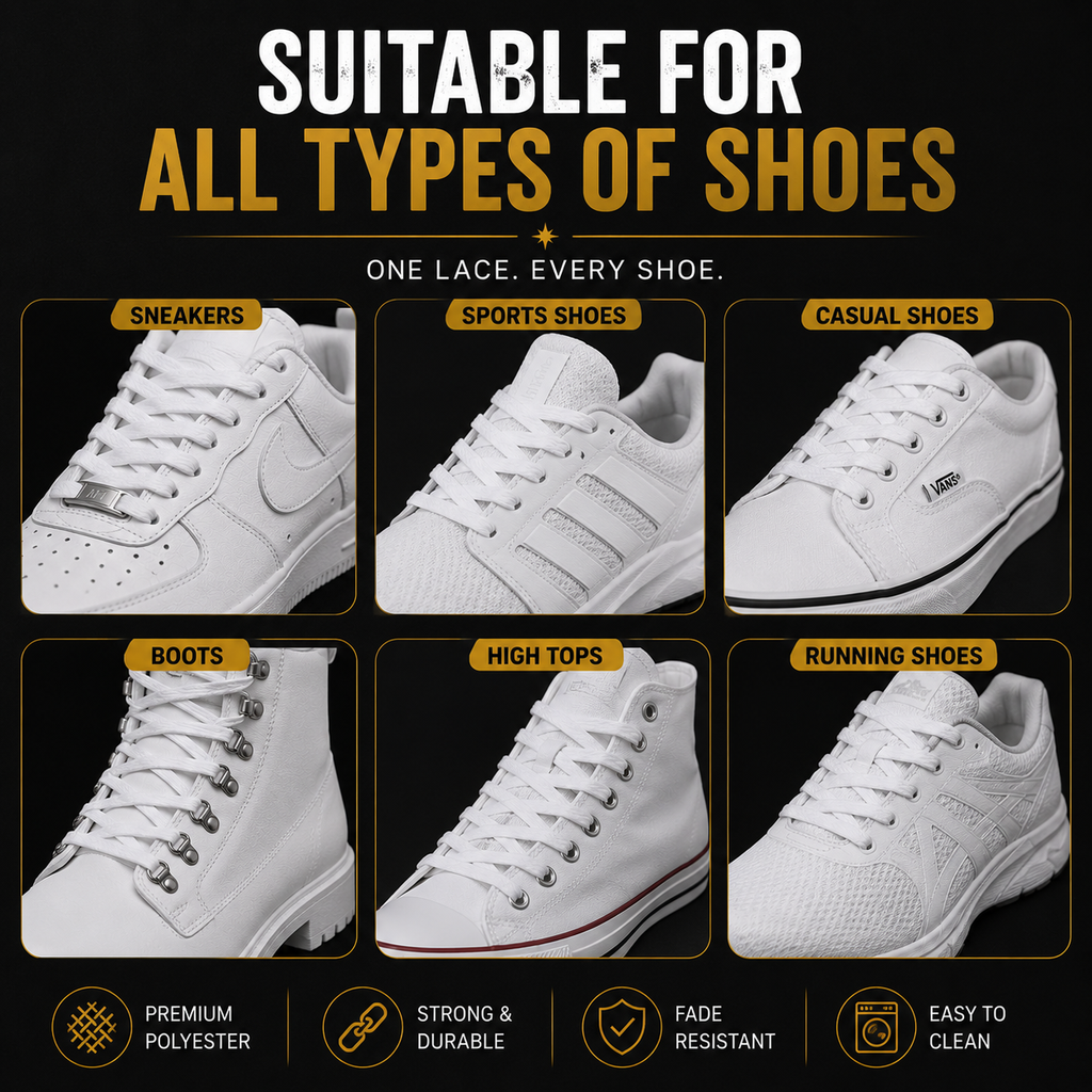 Sneak Saviour White Shoe Laces (2 Pairs) – 90CM Premium Sneaker Laces for All Shoes