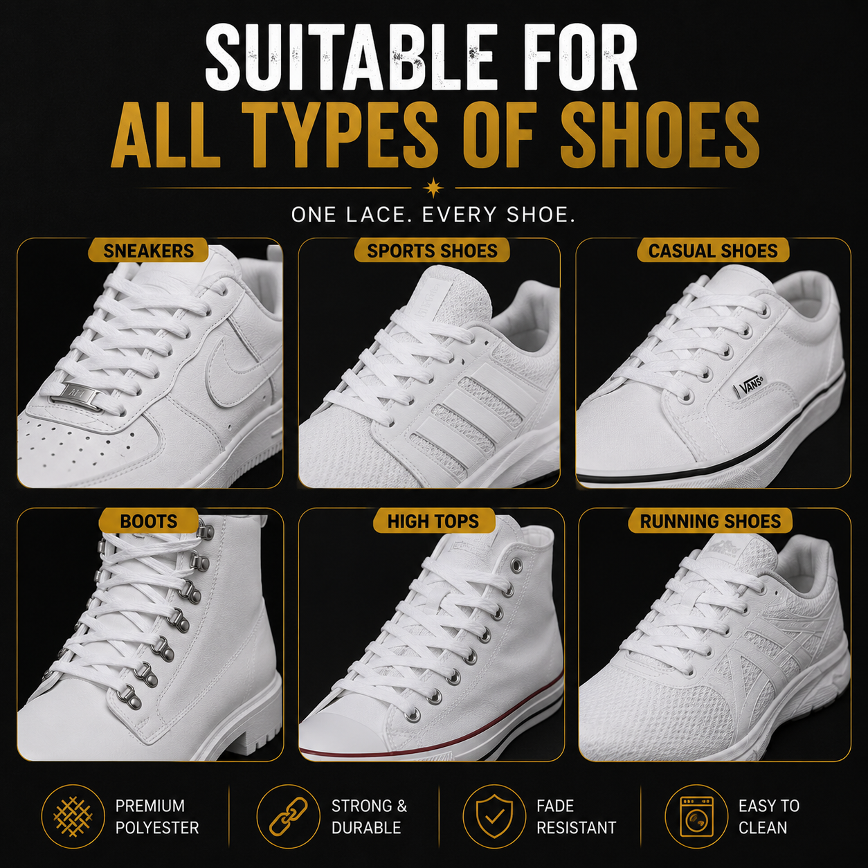 Sneak Saviour White Shoe Laces (2 Pairs) – 90CM Premium Sneaker Laces for All Shoes