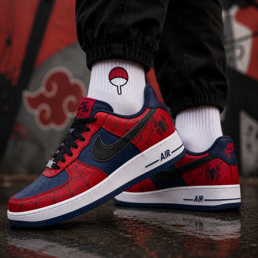 Spider-Man Edition Custom AF1 Sneakers – Hand Painted Superhero Shoes