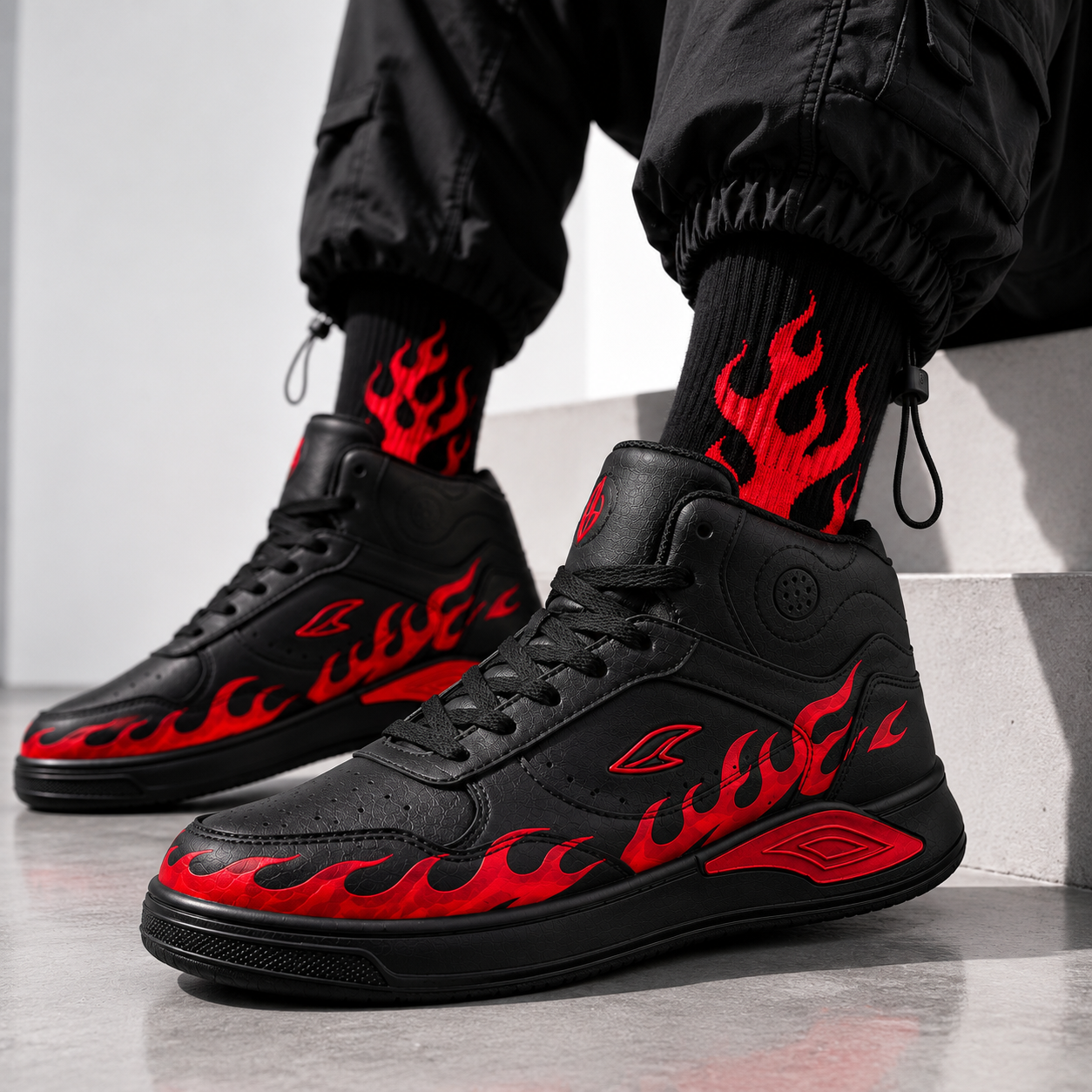 Sneak Saviour Flame Runner Custom MID -Top Sneakers – Special Edition