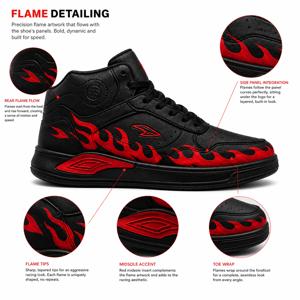 Sneak Saviour Flame Runner Custom MID -Top Sneakers – Special Edition
